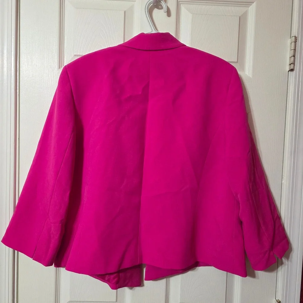 Black Label by Evan-Picone Women 18 Blazer Magenta Pink Open Front Shawl Collar